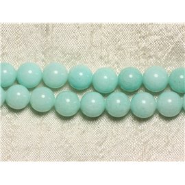 Hilo 39cm aprox 36pc - Cuentas de Piedra - Bolas de Jade 10mm Verde Claro Turquesa Pastel 