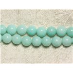 Fil 39cm 36pc env - Perles de Pierre - Jade Boules 10mm Vert clair Turquoise pastel 