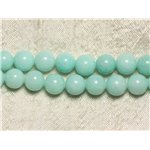 Fil 39cm 36pc env - Perles de Pierre - Jade Boules 10mm Vert clair Turquoise pastel 