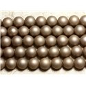 1 Fil 39cm - Perles de Nacre Boules 10mm Beige Mat 