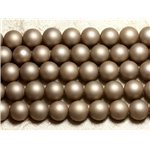 1 Fil 39cm - Perles de Nacre Boules 10mm Beige Mat 