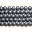 1 Fil 39cm - Perles de Nacre Boules 10mm Gris Mat 