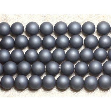 1 Fil 39cm - Perles de Nacre Boules 10mm Gris Mat 