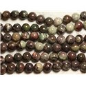 Fil 39cm 37pc - Perles de Pierre - Opale Verte Boules 10mm 