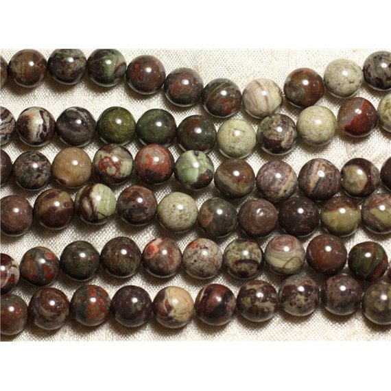 Fil 39cm 37pc - Perles de Pierre - Opale Verte Boules 10mm 