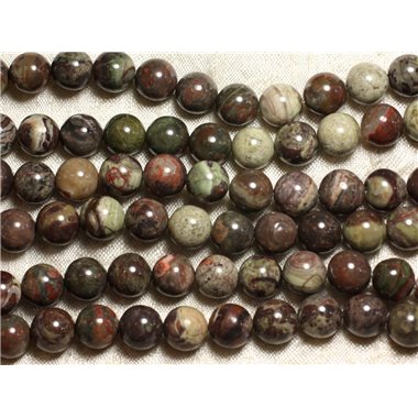 Fil 39cm 37pc - Perles de Pierre - Opale Verte Boules 10mm 