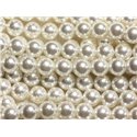 Fil 39cm 48pc env - Perles de Nacre Boules 8mm Blanc 