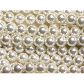 Thread 39cm approx 48pc - Mother-of-Pearl Pearls 8mm Balls White 