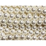Fil 39cm 48pc env - Perles de Nacre Boules 8mm Blanc 