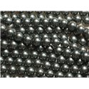 Fil 39cm 46pc env - Perles de Nacre Boules 8mm Gris Noir 