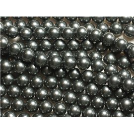 Hilo 39cm aprox 46pc - Perlas de nácar 8mm Gris Negro 