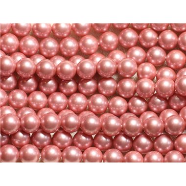 1 Fil 39cm - Perles de Nacre Boules 8mm Rose Incarnadin 