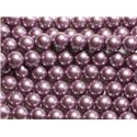 1 Fil 39cm - Perles de Nacre Boules 8mm Rose Mauve 