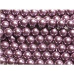 1 Fil 39cm - Perles de Nacre Boules 8mm Rose Mauve 