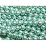 1 Fil 39cm - Perles de Nacre Boules 8mm Vert Menthe 