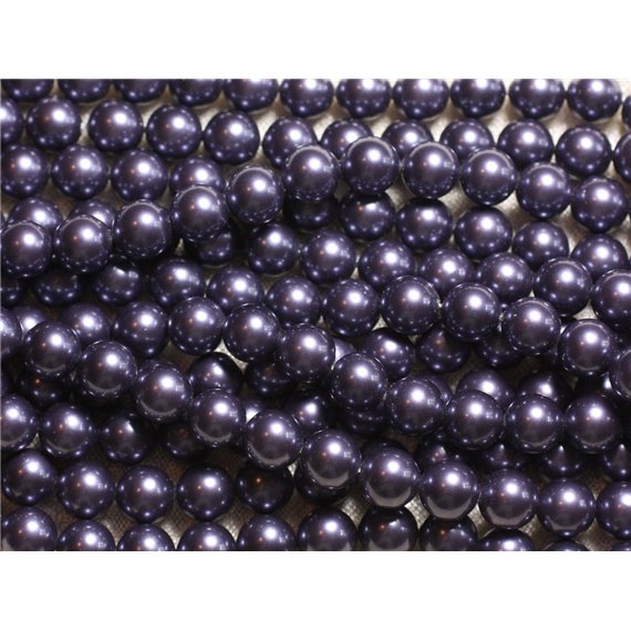 1 Fil 39cm - Perles de Nacre Boules 8mm Bleu Indigo 