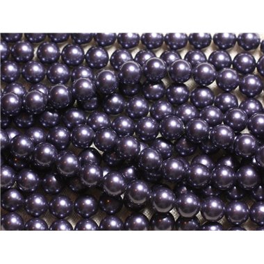 1 Fil 39cm - Perles de Nacre Boules 8mm Bleu Indigo 