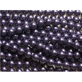 1 Fil 39cm - Perles de Nacre Boules 8mm Bleu Indigo 