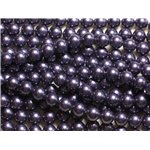 1 Fil 39cm - Perles de Nacre Boules 8mm Bleu Indigo 