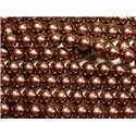 1 Fil 39cm - Perles de Nacre Boules 8mm Marron Doré 