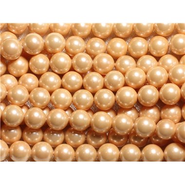 1 Fil 39cm - Perles de Nacre Boules 8mm Orange clair Saumon 