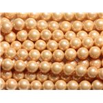 1 Fil 39cm - Perles de Nacre Boules 8mm Orange clair Saumon 