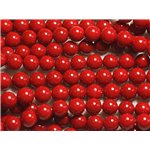 Fil 39cm 46pc env - Perles de Nacre Boules 8mm Rouge 