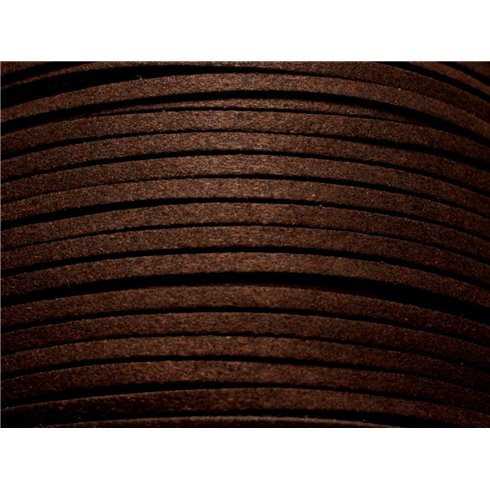 Bobine 90 metres env - Cordon Laniere Suedine Daim 3mm Marron Café