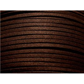 Bobine 90 metres env - Cordon Laniere Suedine Daim 3mm Marron Café