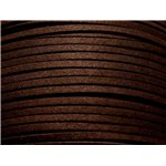 Bobine 90 metres env - Cordon Laniere Suedine Daim 3mm Marron Café