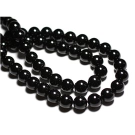 Thread 39cm approx 47pc - Stone Beads - Black Tourmaline 8mm Balls 