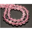 Fil 39cm 46pc env - Perles de Pierre - Quartz Rose Boules Facettées 8mm 