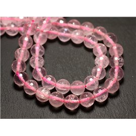 Hilo 39cm 46pc aprox - Cuentas de Piedra - Bolas Facetadas de Cuarzo Rosa 8mm 