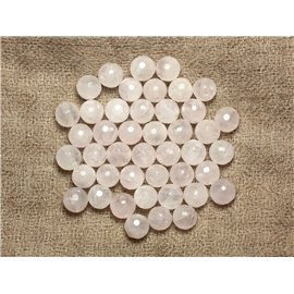 Hilo 39cm aprox 63pc - Cuentas de piedra - Bolas facetadas de cuarzo rosa 6mm 