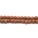 Fil 39cm 90pc env - Perles Pierre de Soleil Synthese Boules 4mm Orange Marron pailleté