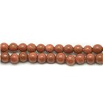 Fil 39cm 90pc env - Perles Pierre de Soleil Synthese Boules 4mm Orange Marron pailleté