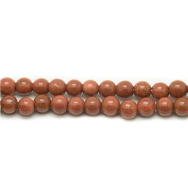 Thread 39cm 36pc approx - Stone Beads - Synthetic Sunstone Orange Brown Balls 10mm 