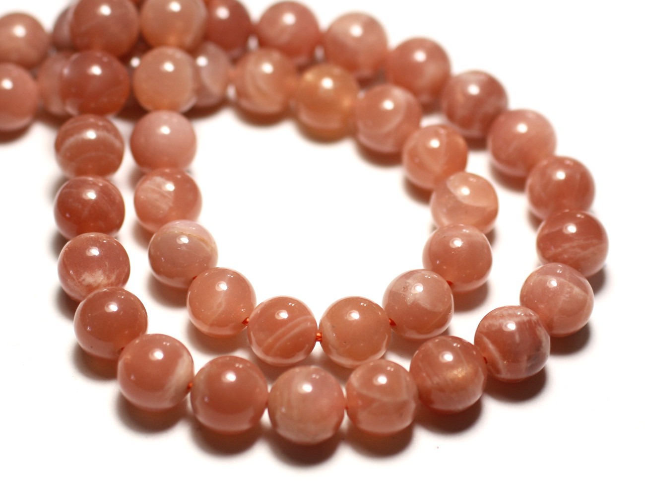 Fil 39cm 63pc env - Perles de Pierre - Pierre de Soleil Boules 6mm
