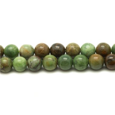 Fil 39cm 45pc env - Perles Pierre - Opale Verte Boules 8mm Vert Marron Kaki