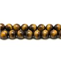 Fil 39cm 63pc env - Perles de Pierre - Oeil de Tigre Boules 6mm