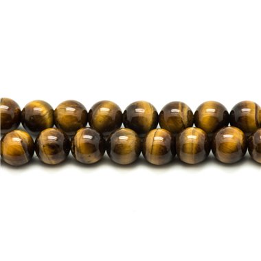 Fil 39cm 63pc env - Perles de Pierre - Oeil de Tigre Boules 6mm