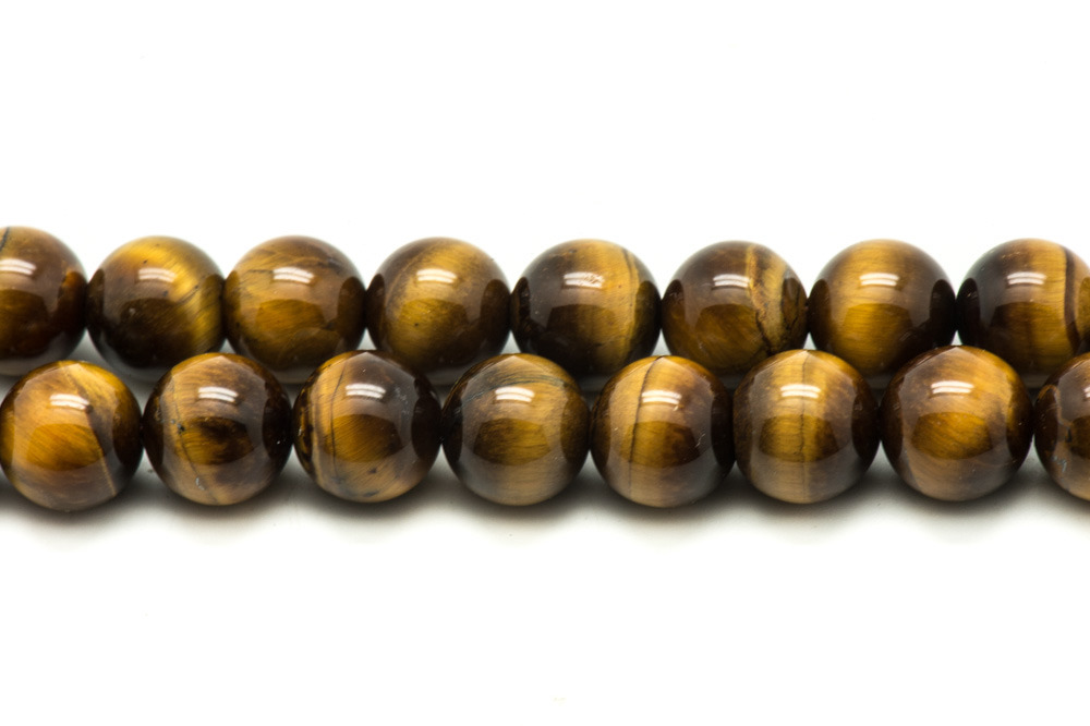 Fil 39cm 46pc env - Perles de Pierre - Oeil de Tigre Boules 8mm 