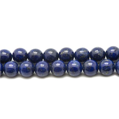 Fil 39cm 37pc env - Perles de Pierre - Lapis Lazuli Boules 10mm A