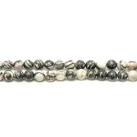 Cuentas de piedra de 1 alambre de 39 cm - Bolas de jaspe de cebra de 14 mm 