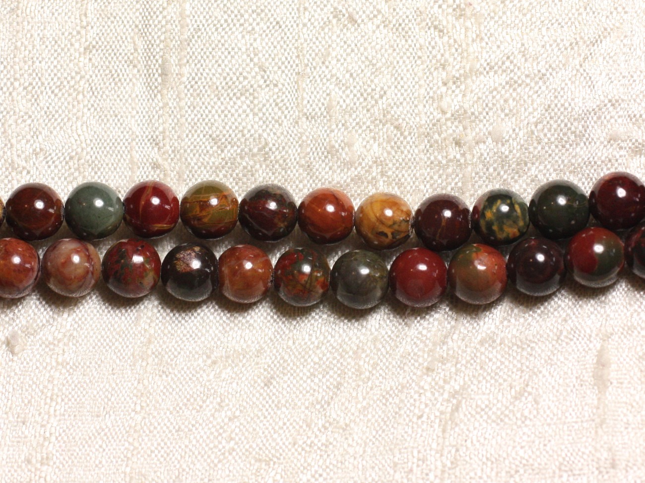 Fil 39cm 63pc env - Perles de Pierre - Jaspe Picasso Boules 6mm 