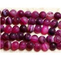 1 Fil 39cm Perles de Pierre - Agate Rose Fuchsia Mat Boules 10mm 