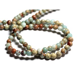 Thread 39cm 65pc approx - Stone Beads - Jasper Aqua Terra Balls 6mm 