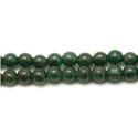 Fil 39cm 65pc env - Perles Pierre - Jade Naturel Boules 6mm Vert foncé Sapin