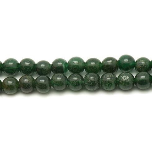 Fil 39cm 65pc env - Perles Pierre - Jade Naturel Boules 6mm Vert foncé Sapin