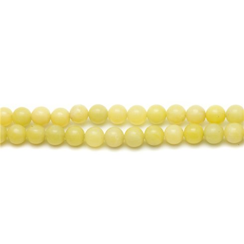 Fil 39cm 61pc env - Perles de Pierre - Jade Citron Boules 6mm 